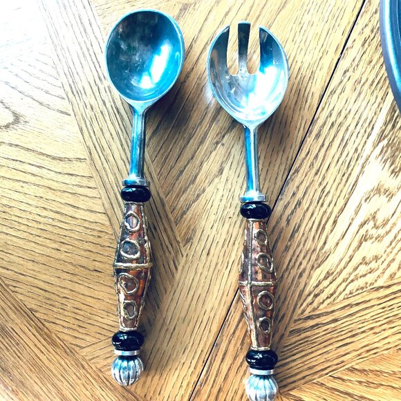 Serving Pieces for Food Salad Highly Decorative Bass Handles 12" - Picture 4 of 9